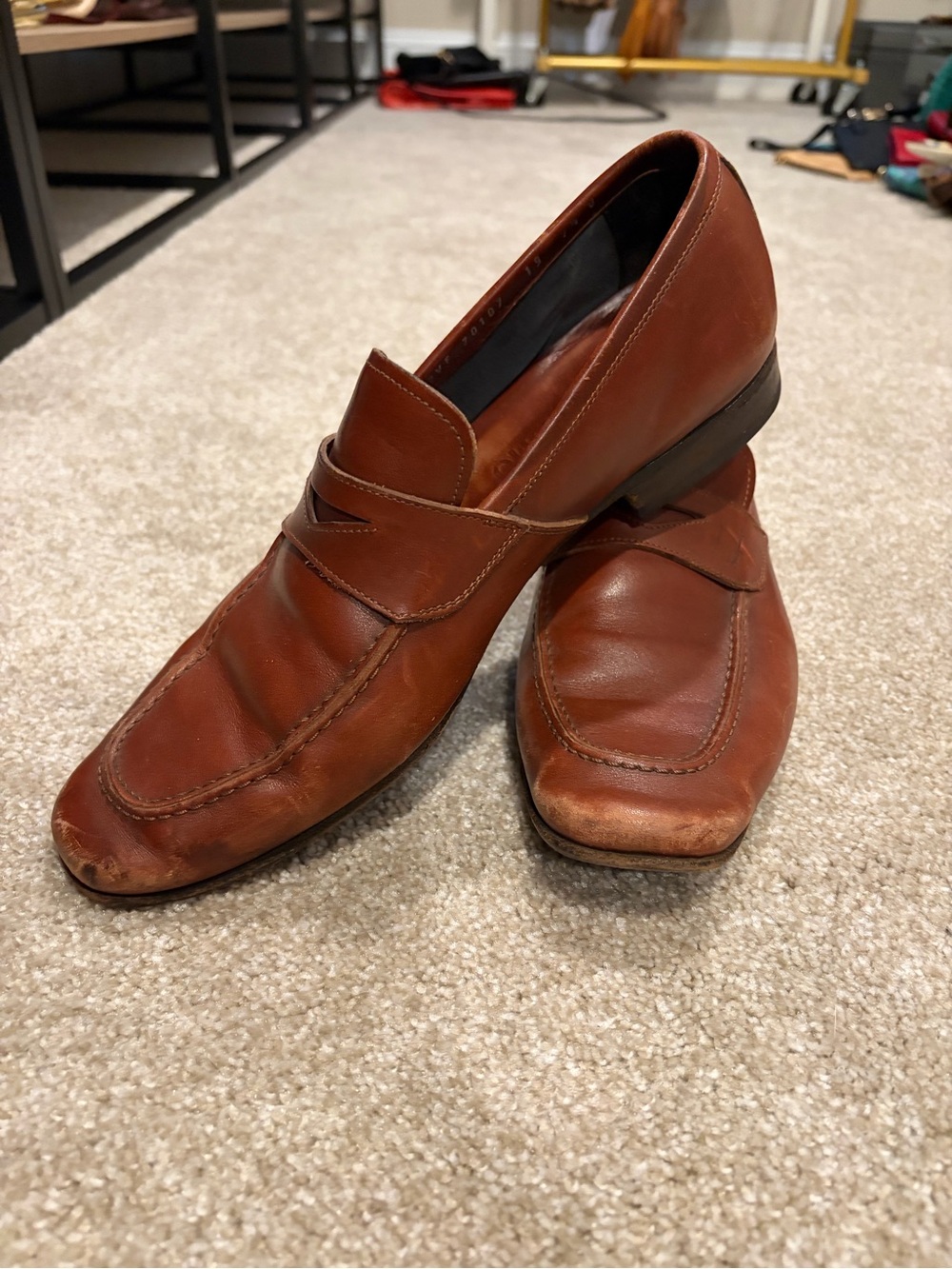 Salvatore Ferragamo Men's Brown Leather Slip-On Loafers